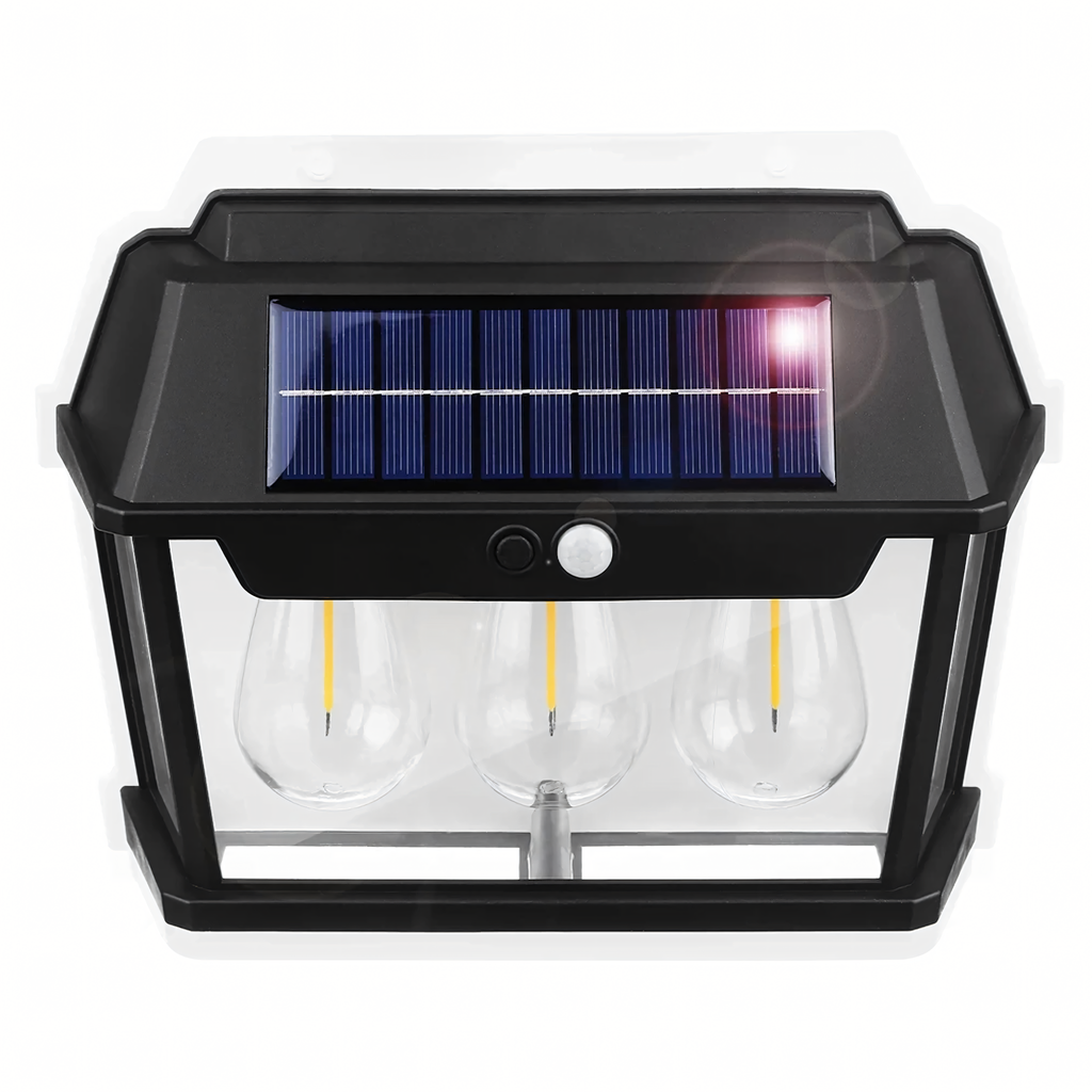 Triple LED Solar Wall Light with Motion Sensor for Garden and Exterior