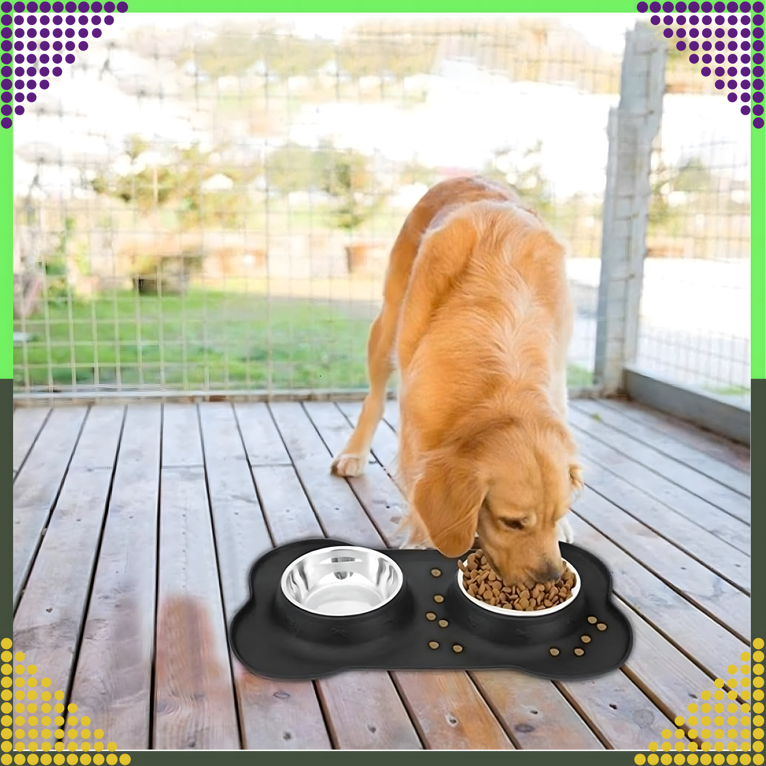 Kahe kausiga koera ja kassi sööginõu, metallist, libisemisvastane, 2 kaussi + alus