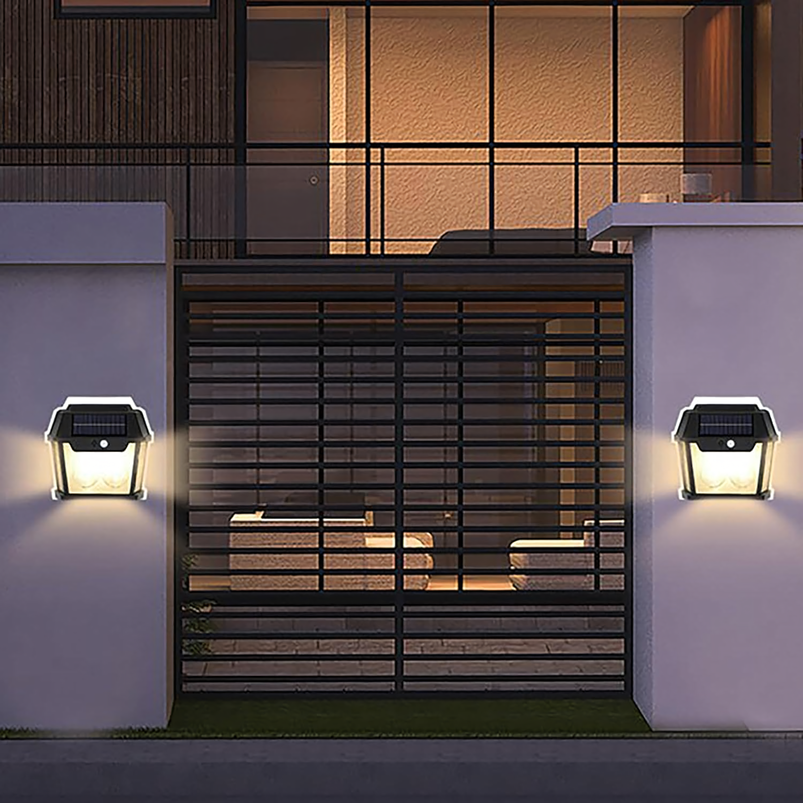Double LED Solar Wall Light with Motion Sensor for Garden and Exterior (F15)