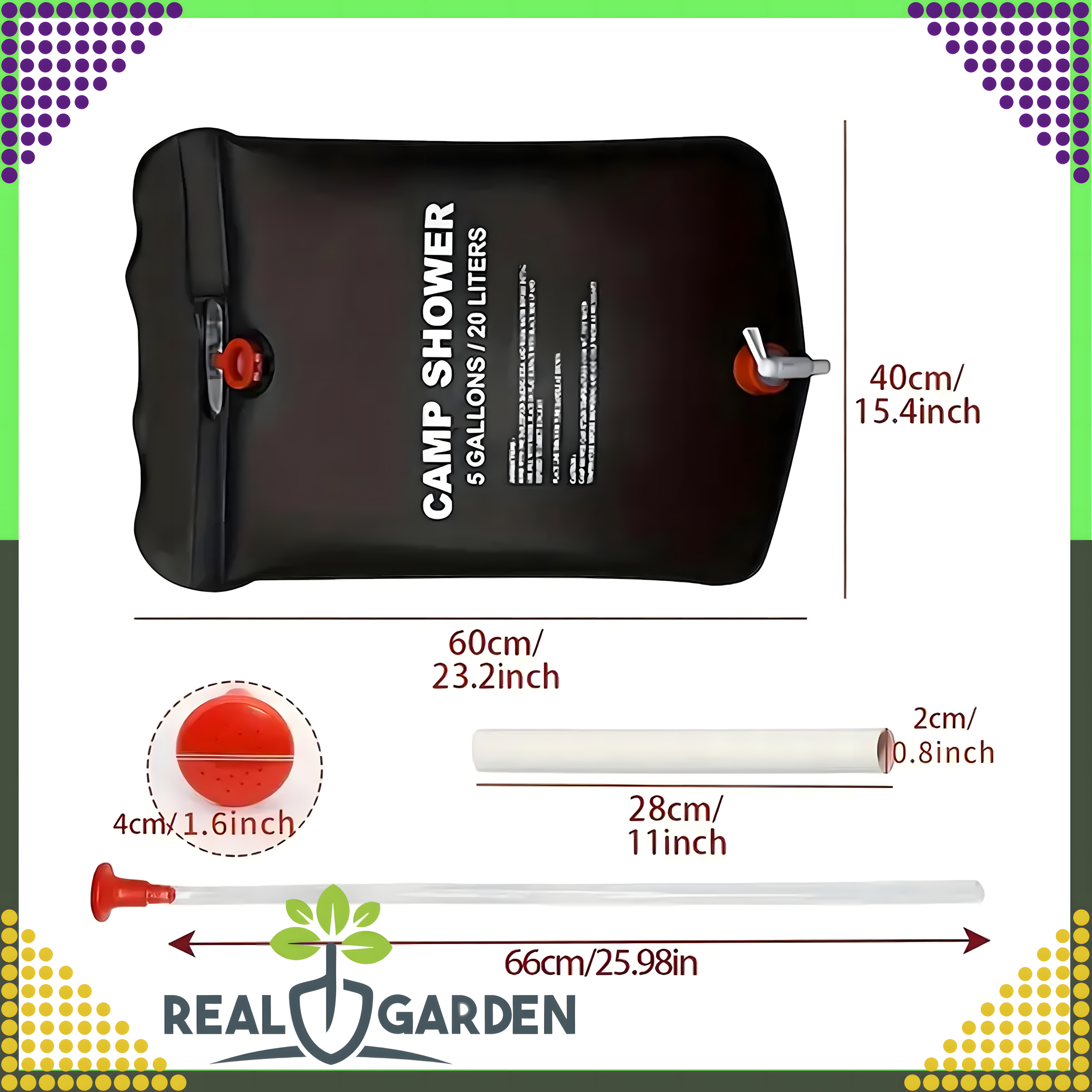 Turisti päikesedušš kaasaskantav välidušš XXL telgi alla 20 l