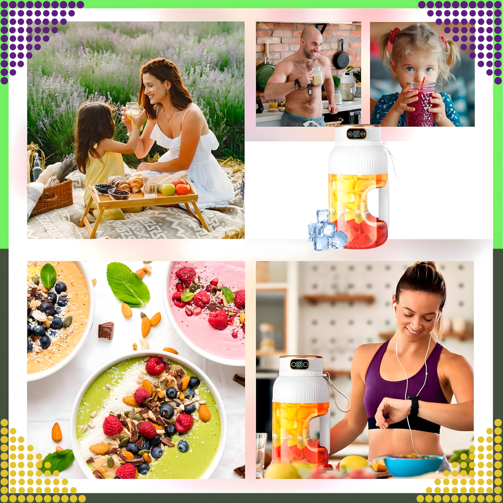 Portable Blender Mixer for Fruit Smoothies 1L Wireless USB