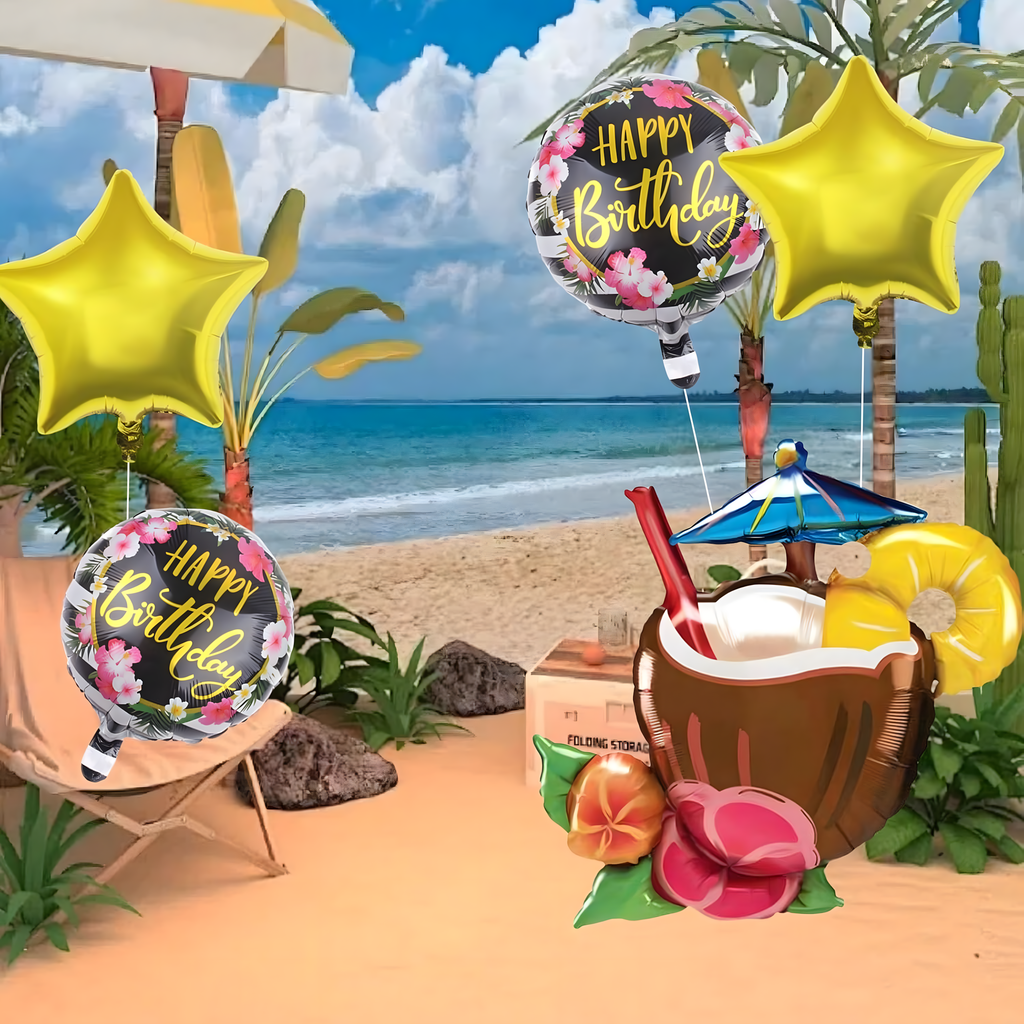 Havai Aloha õhupallide komplekt sünnipäevadeks ja sünnipäevapidudeks 5 tk