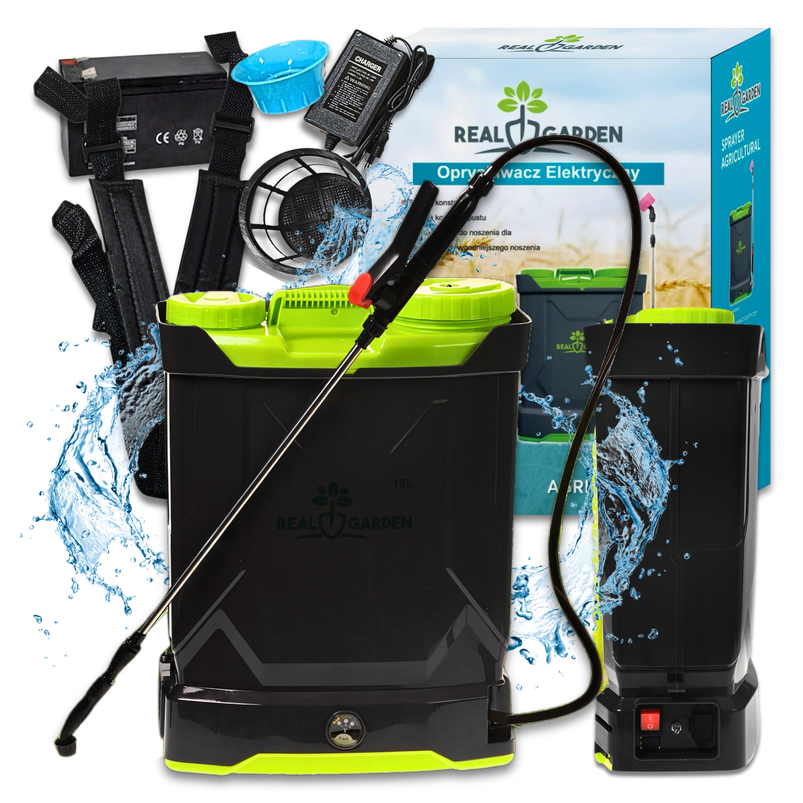 Electric Battery-Powered Backpack Sprayer 16L Set