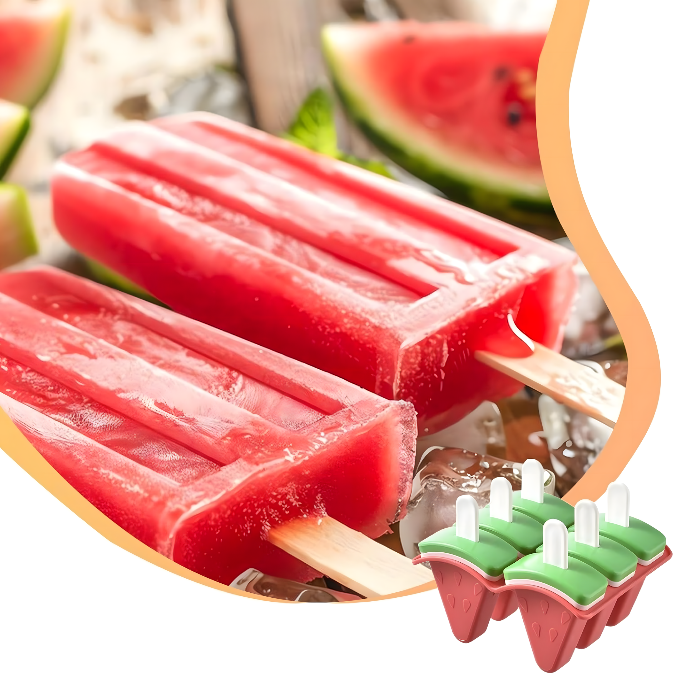 Molds Ice Cream Mold Homemade Sorbet Ice Cream Mold Watermelon 6 pcs