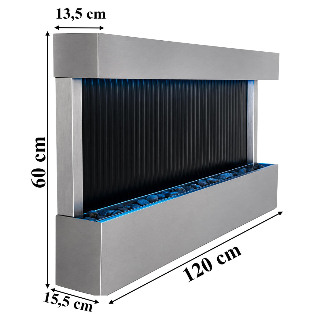 Hanging Water Wall Fountain with RGB LED Colors 120x60x13cm