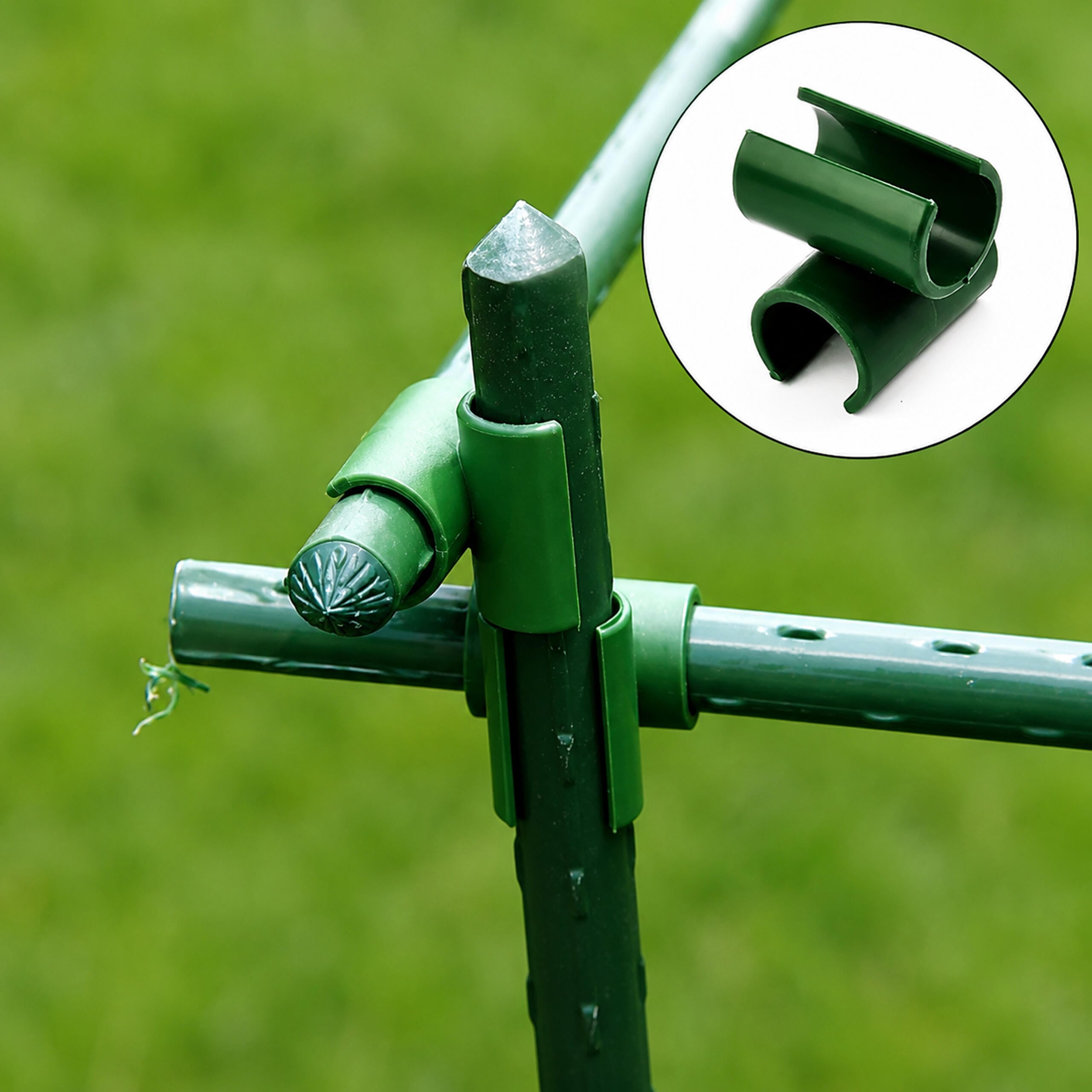 Roheline 11 mm ristnurga ühendus aiatoikudele 10 tk