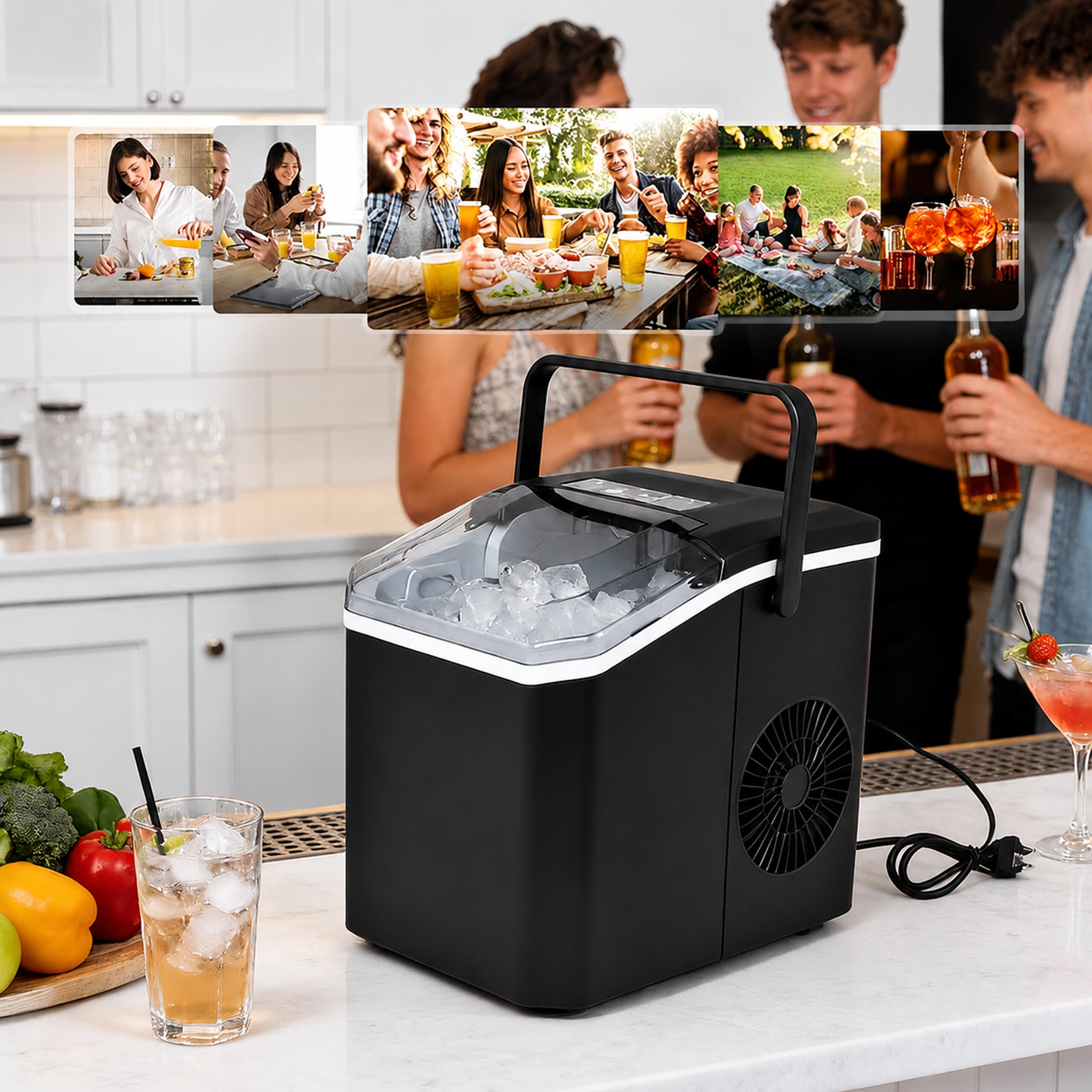 Home Ice Cube Maker 12kg Capacity Express Ice Machine