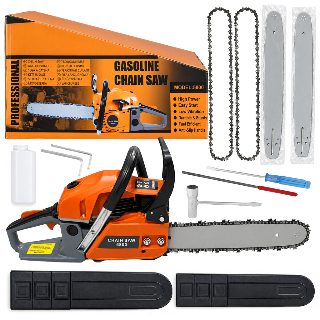 Gasoline Chainsaw Wood Cutting Set 5.8kW 58cm Guide Bar