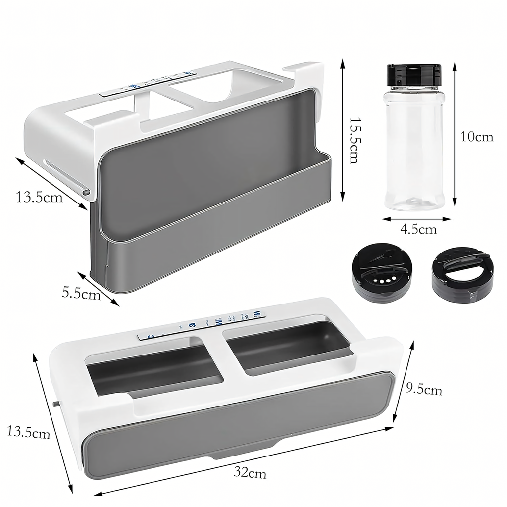 Drawer Organizer Shelf Suspended Spice Rack 6 Jars