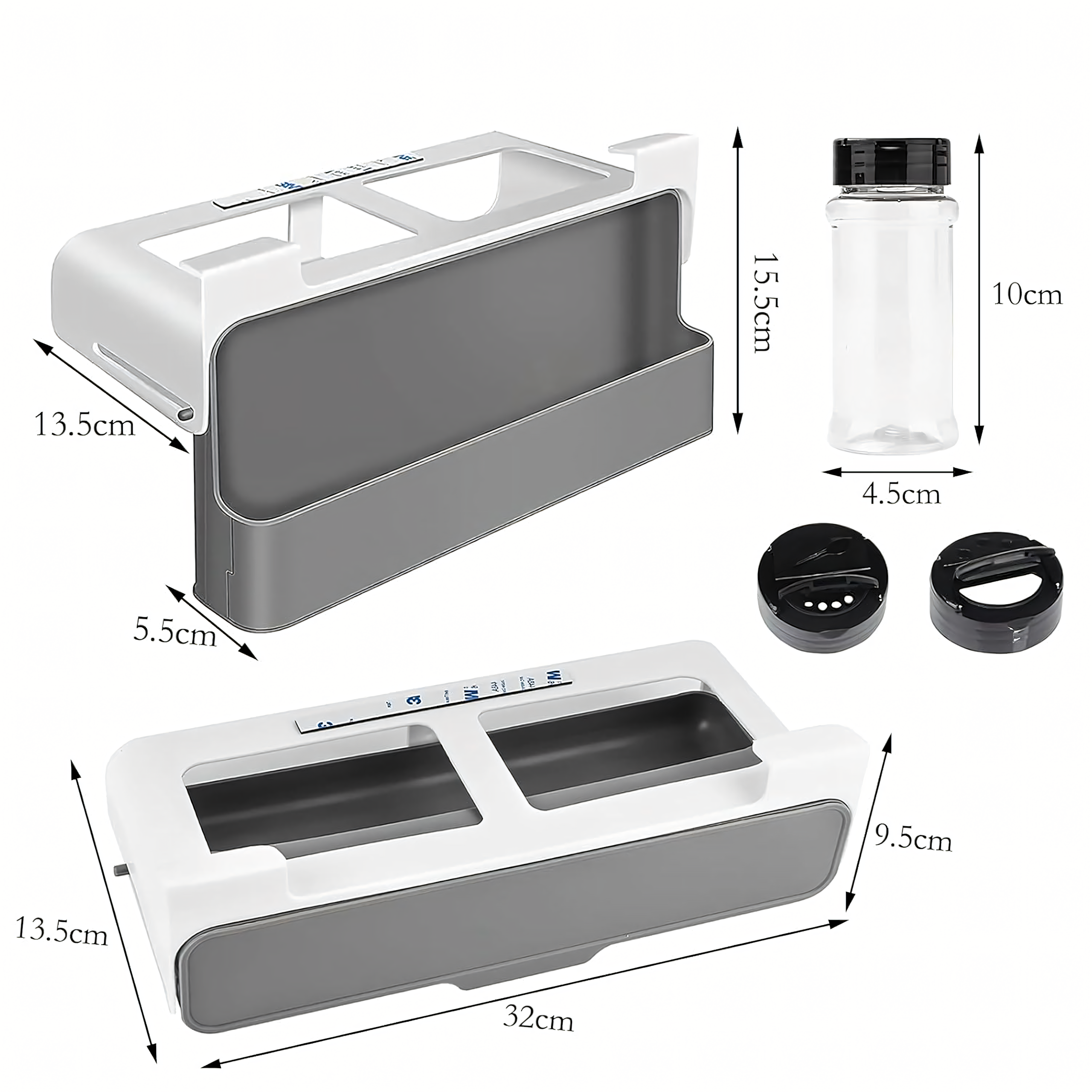 Drawer Organizer Shelf Suspended Spice Rack 6 Jars