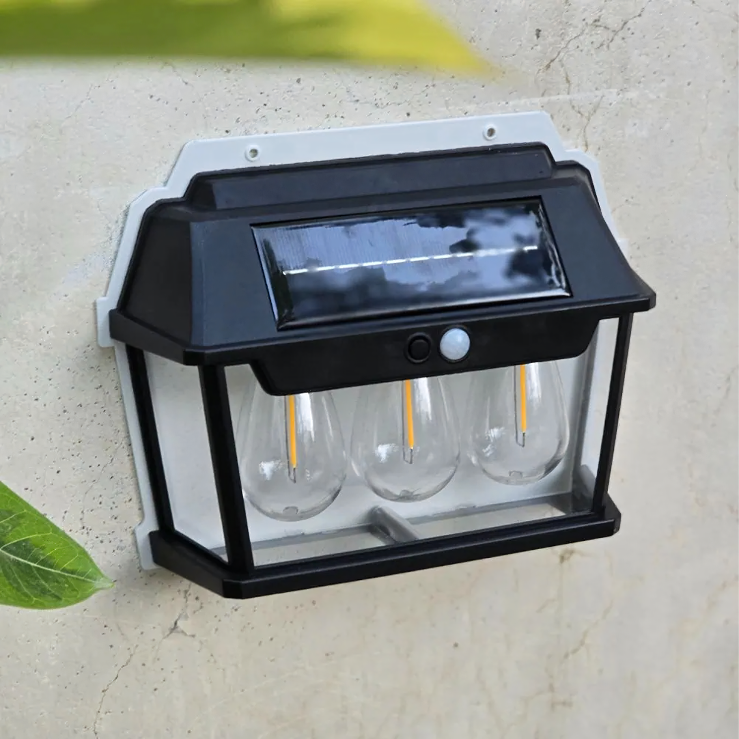 Triple LED Solar Wall Light with Motion Sensor for Garden and Exterior
