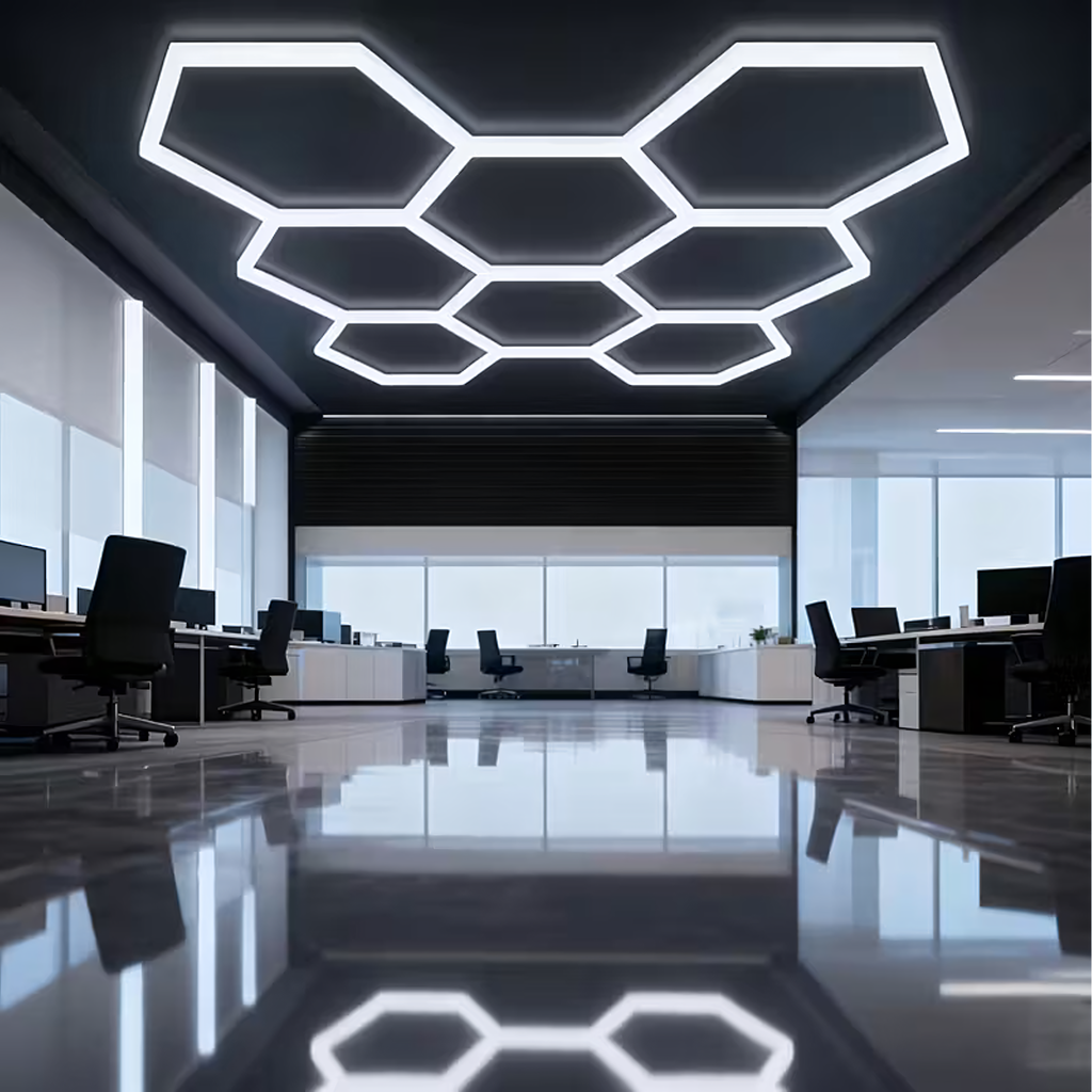 LED kuusnurkne lambipaneel valgustus töökotta garaaži koju 257x244cm 280W 6500K