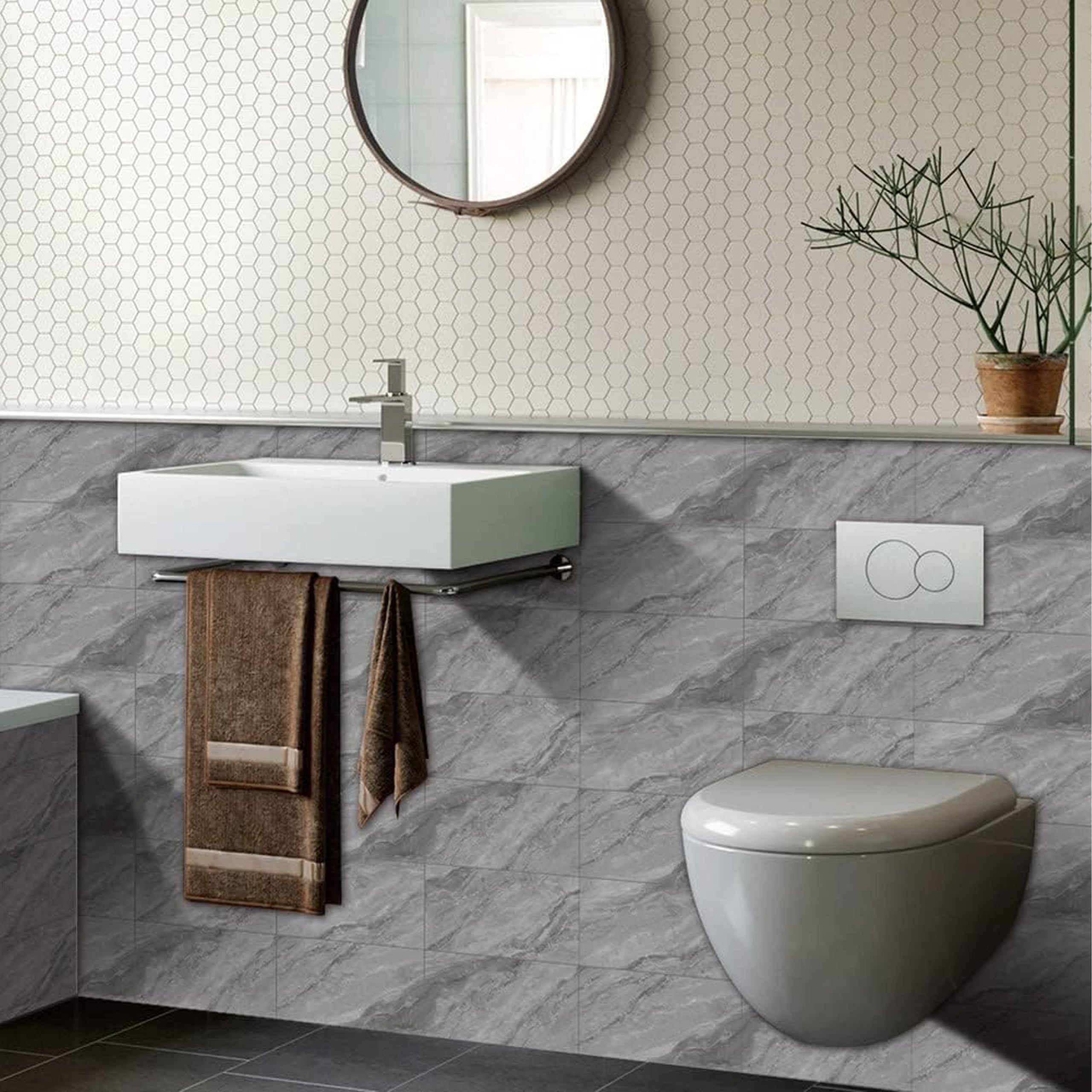 Self-Adhesive Wall Panels Marble Tiles 30x15cm 16 pcs