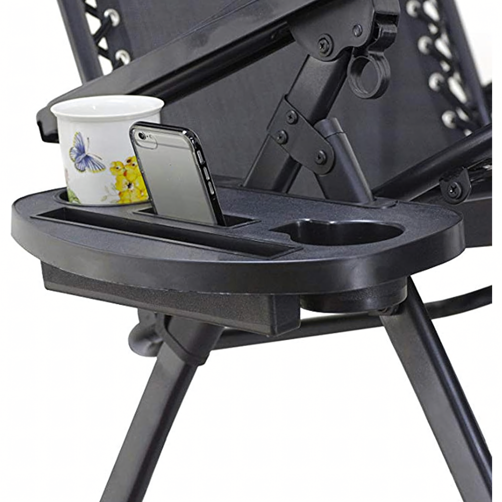 Joogikorraldaja hoidik nullgravitatsiooni lamamistoolile koos tassi- ja telefonialusega