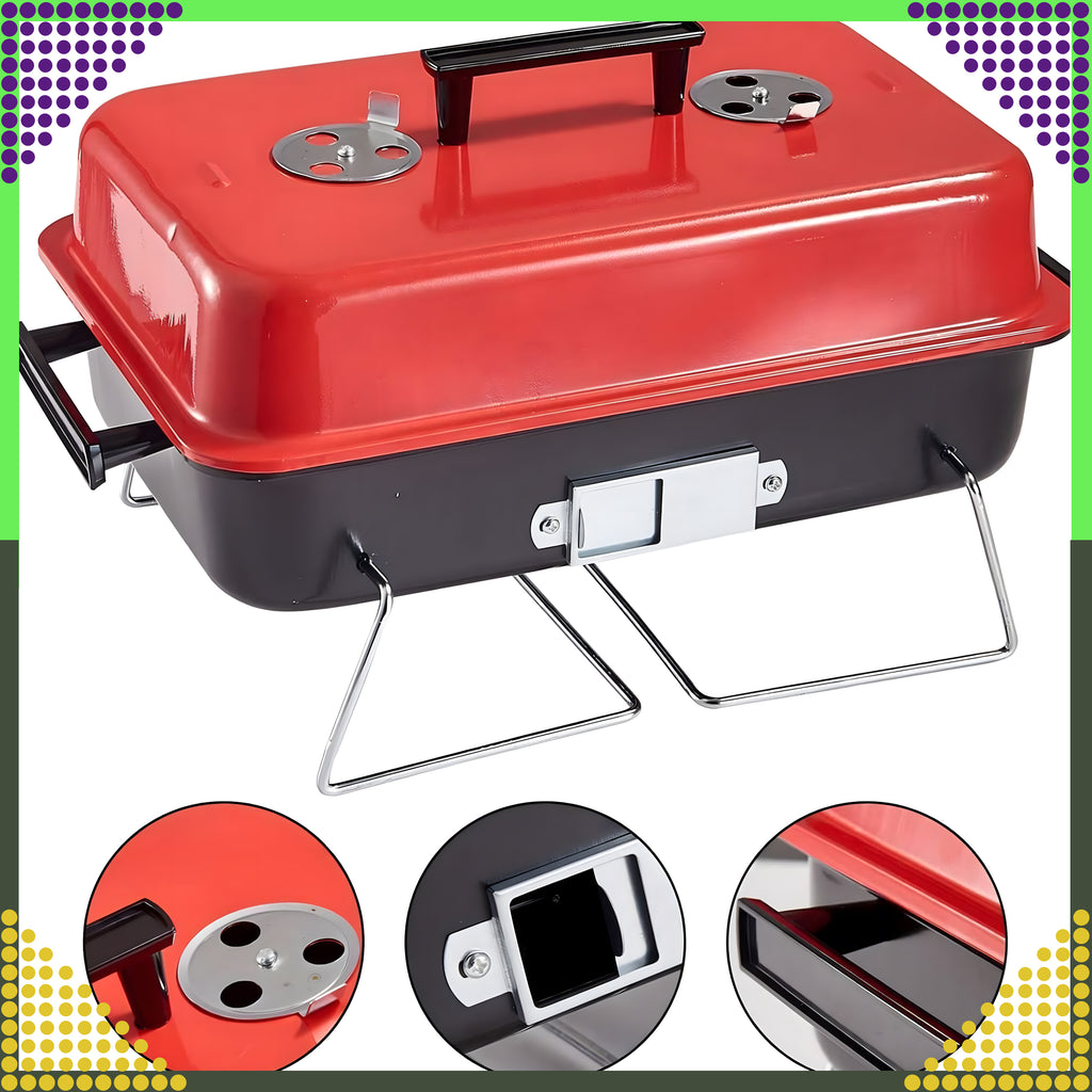 Foldable Tourist Garden Camping Grill Portable with Solid Lid