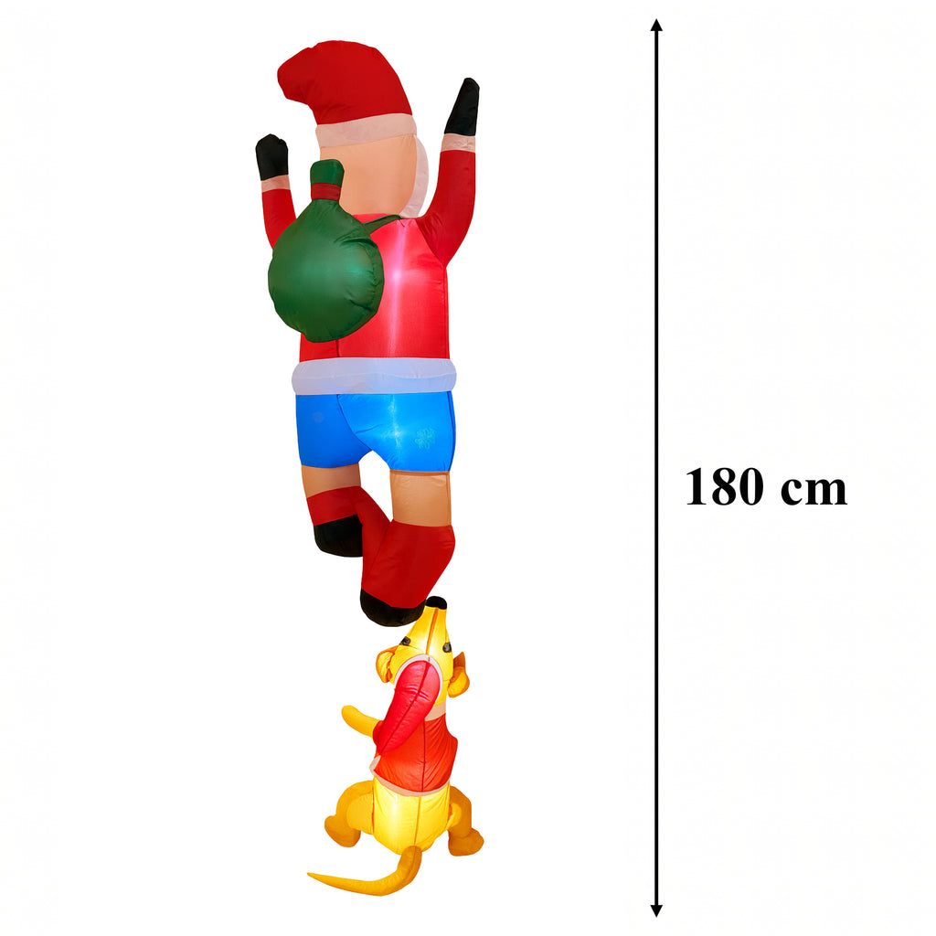 Täispuhutav jõuluvana põhjapõdraga 1.8m jõulukaunistus LED-taustvalgustusega