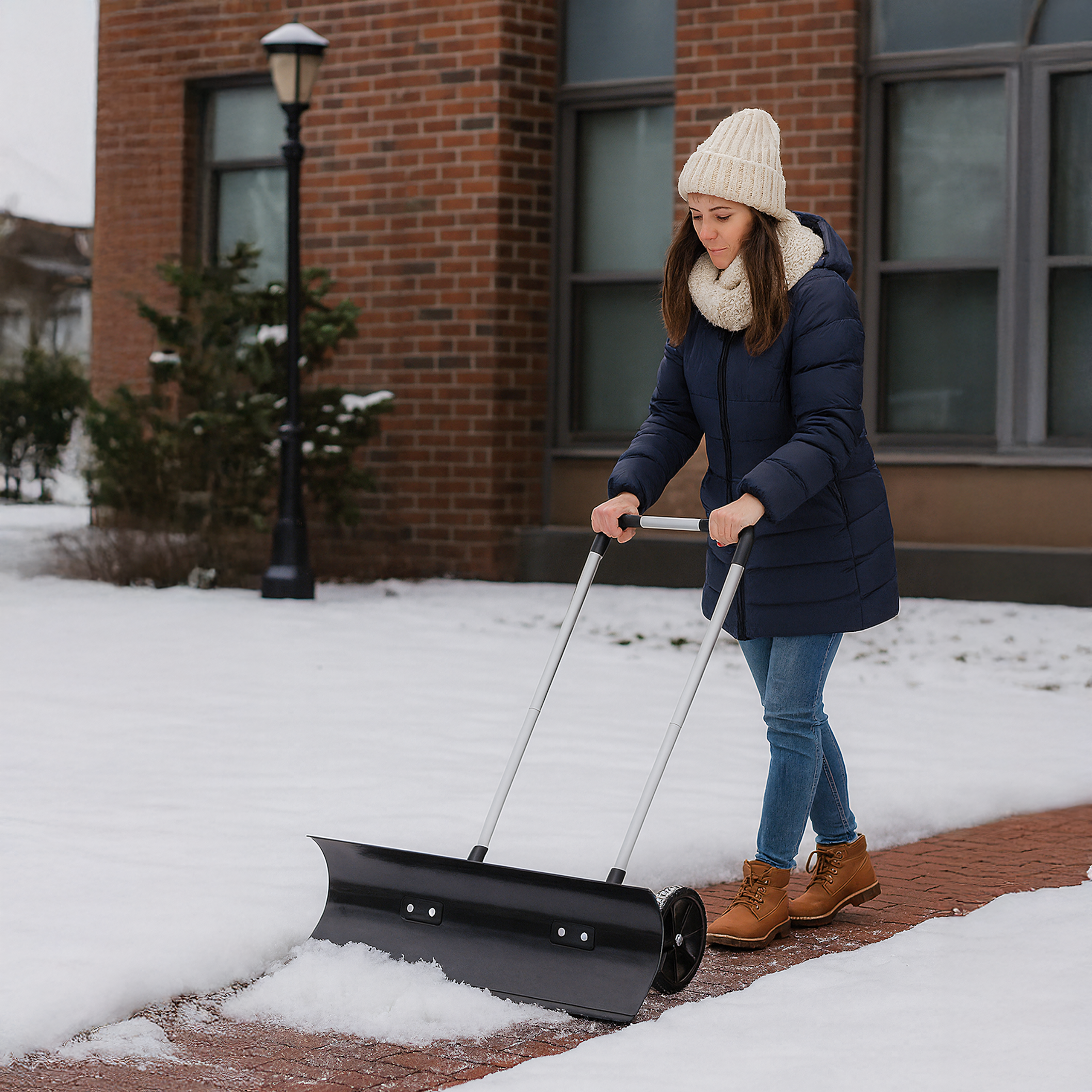 Plow Snow Shovel Snow Blower Scraper Snow Remover On Wheels 95cm