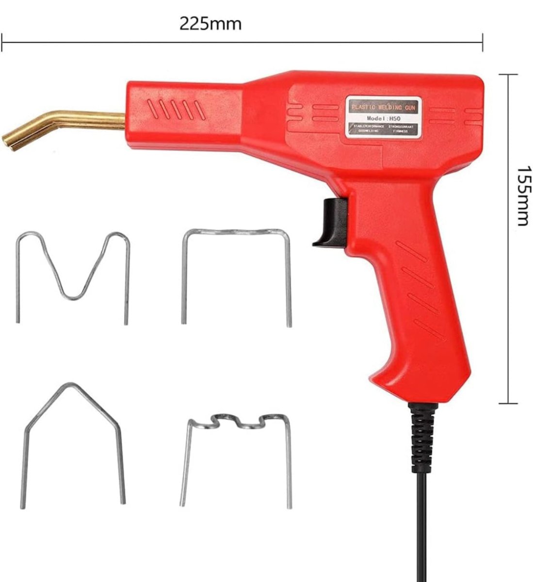 Plastikparanduse komplekt roostevabast terasest klambritega, 200 tk, 50W