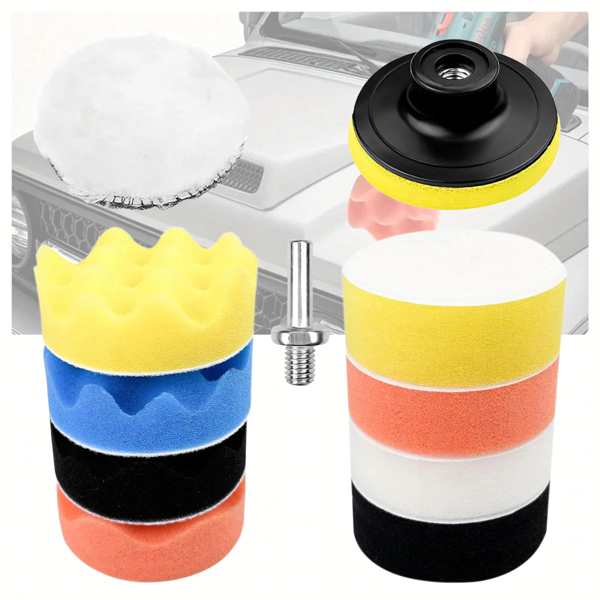 11-osaline 80mm poleerimispadjakeste ja käsnade komplekt trellile (80 mm)