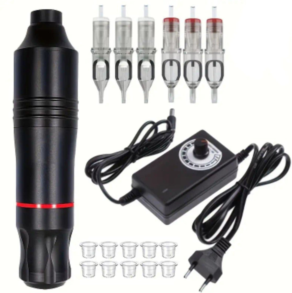 Professionaalne pöörlev tätoveerimiskomplekt toiteplokiga 220V-240V