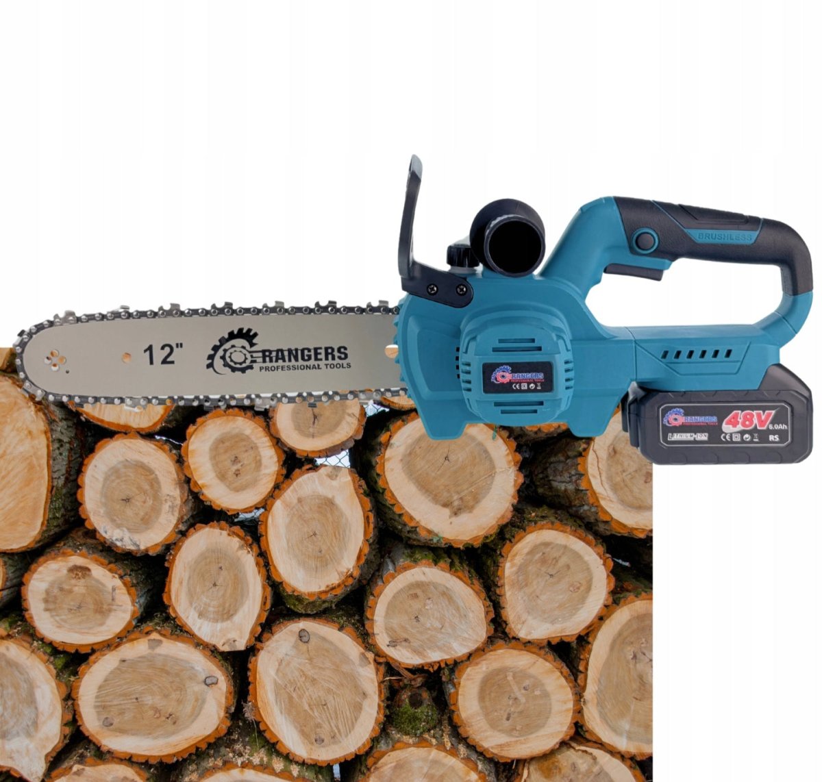 RANGERS 12" juhtmeta kettsaag 48V koos 2×6Ah akuga, harjadeta mootor