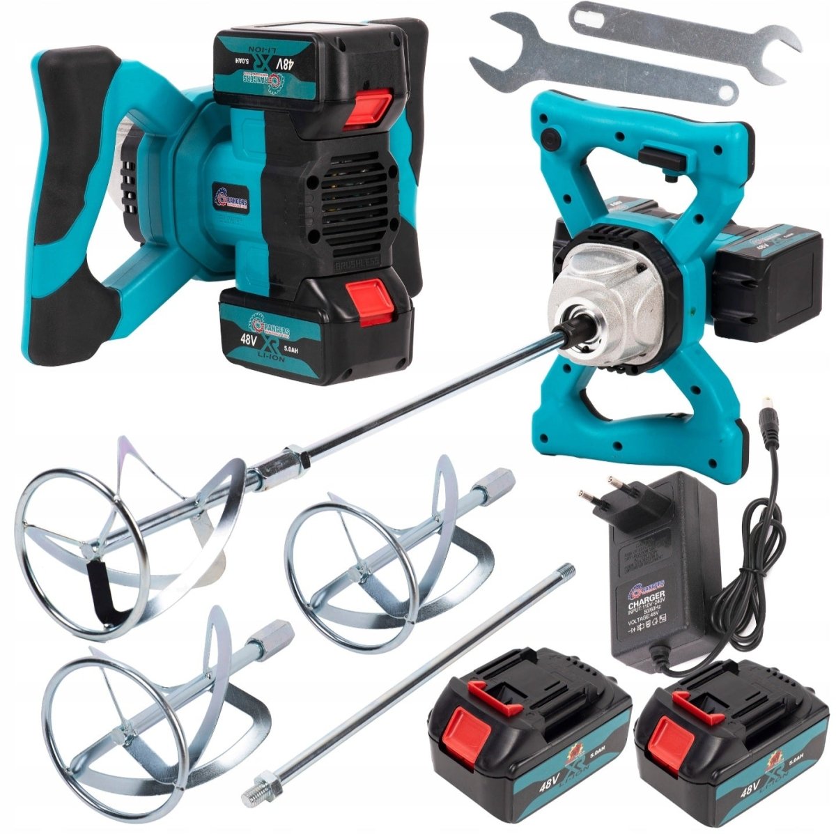 RANGERS RS-1203 juhtmeta 48V mikser 2×5.0Ah akudega ja 2 terasest segamislabaga