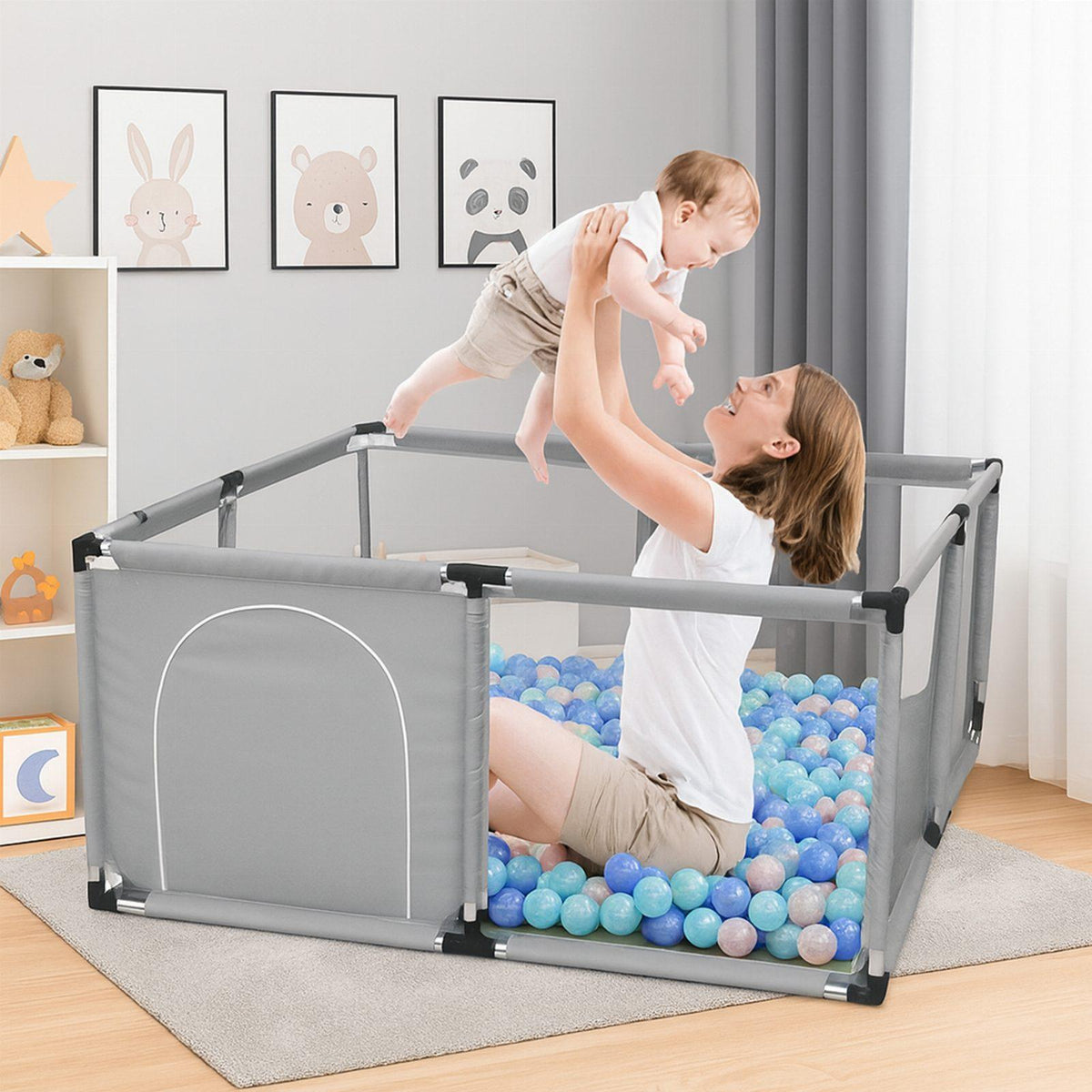 Children's Playpen with Foldable Ball Pit 126x126cm