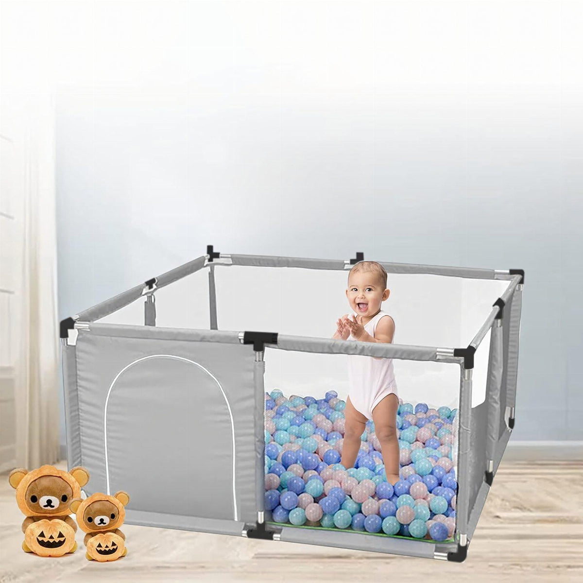 Children's Playpen with Foldable Ball Pit 126x126cm