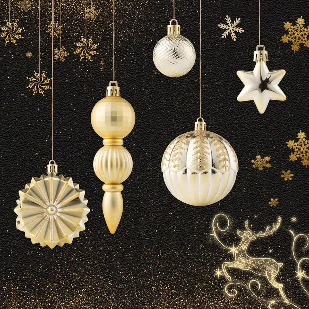 Shatterproof Decorative Christmas Baubles Set 52 pcs