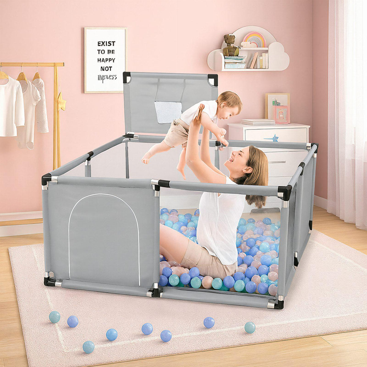 Laste mänguaedik pallimere alaga 126 × 126 cm RC-K-2647-15929