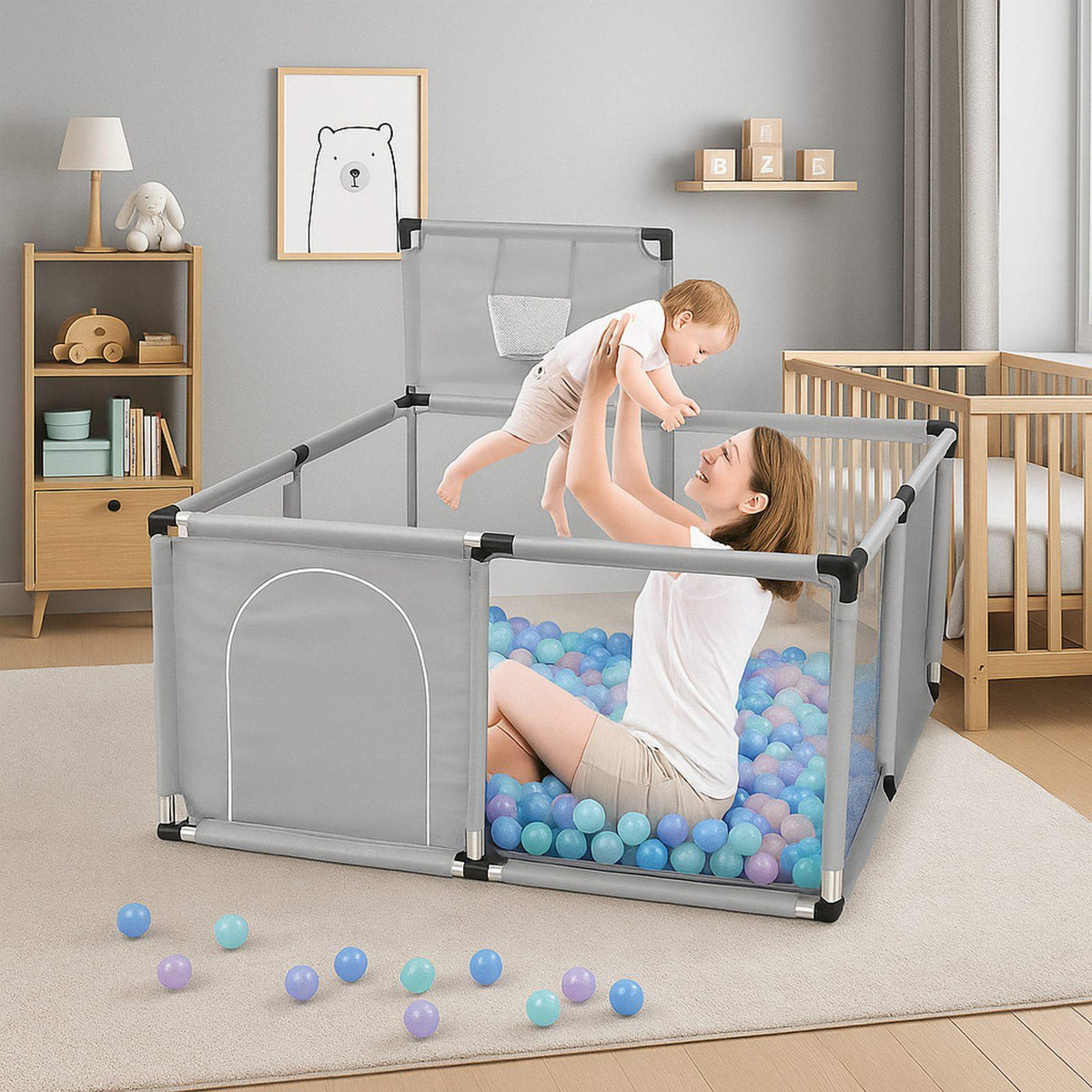 Laste mänguaedik pallimere alaga 126 × 126 cm RC-K-2647-15929