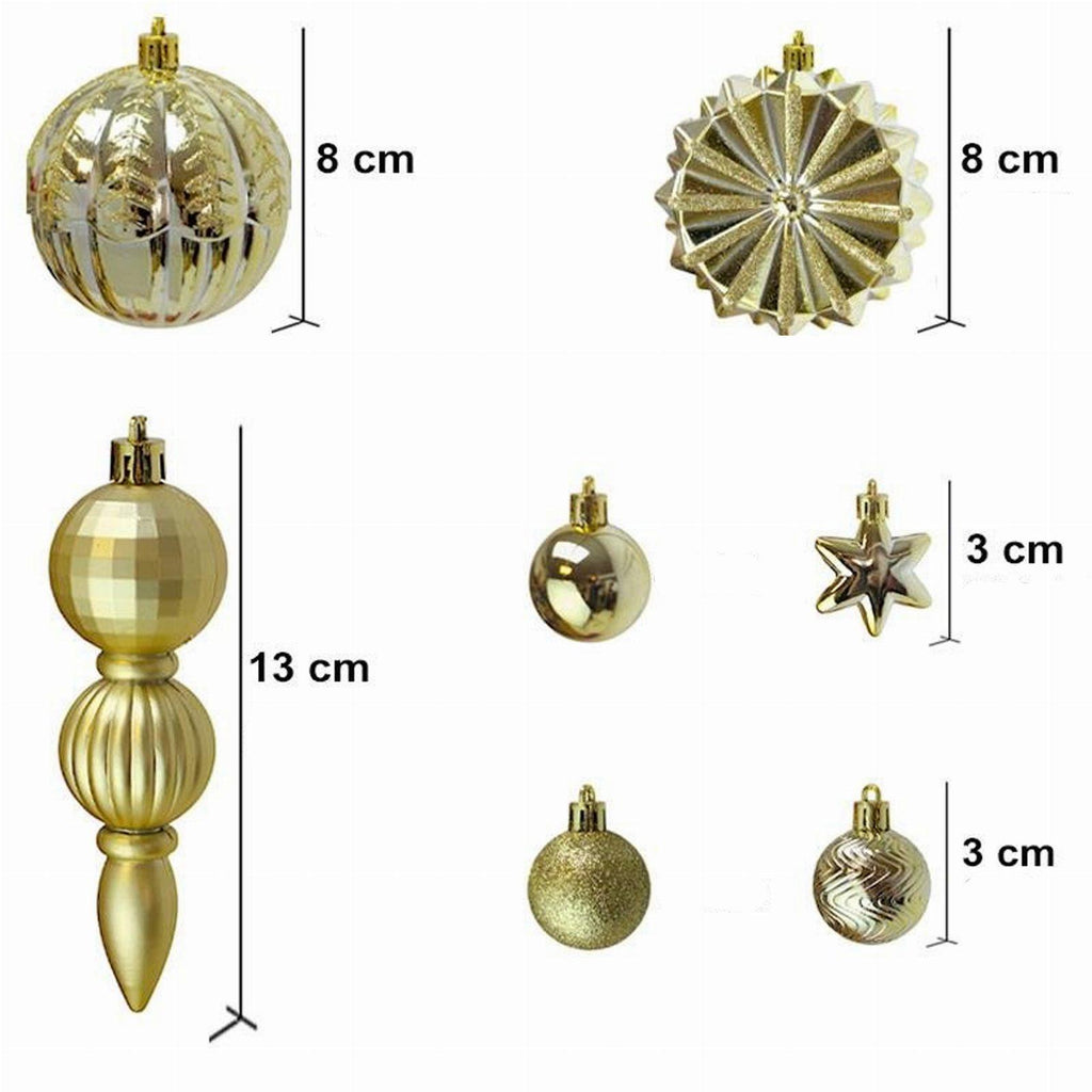 Shatterproof Decorative Christmas Baubles Set 52 pcs