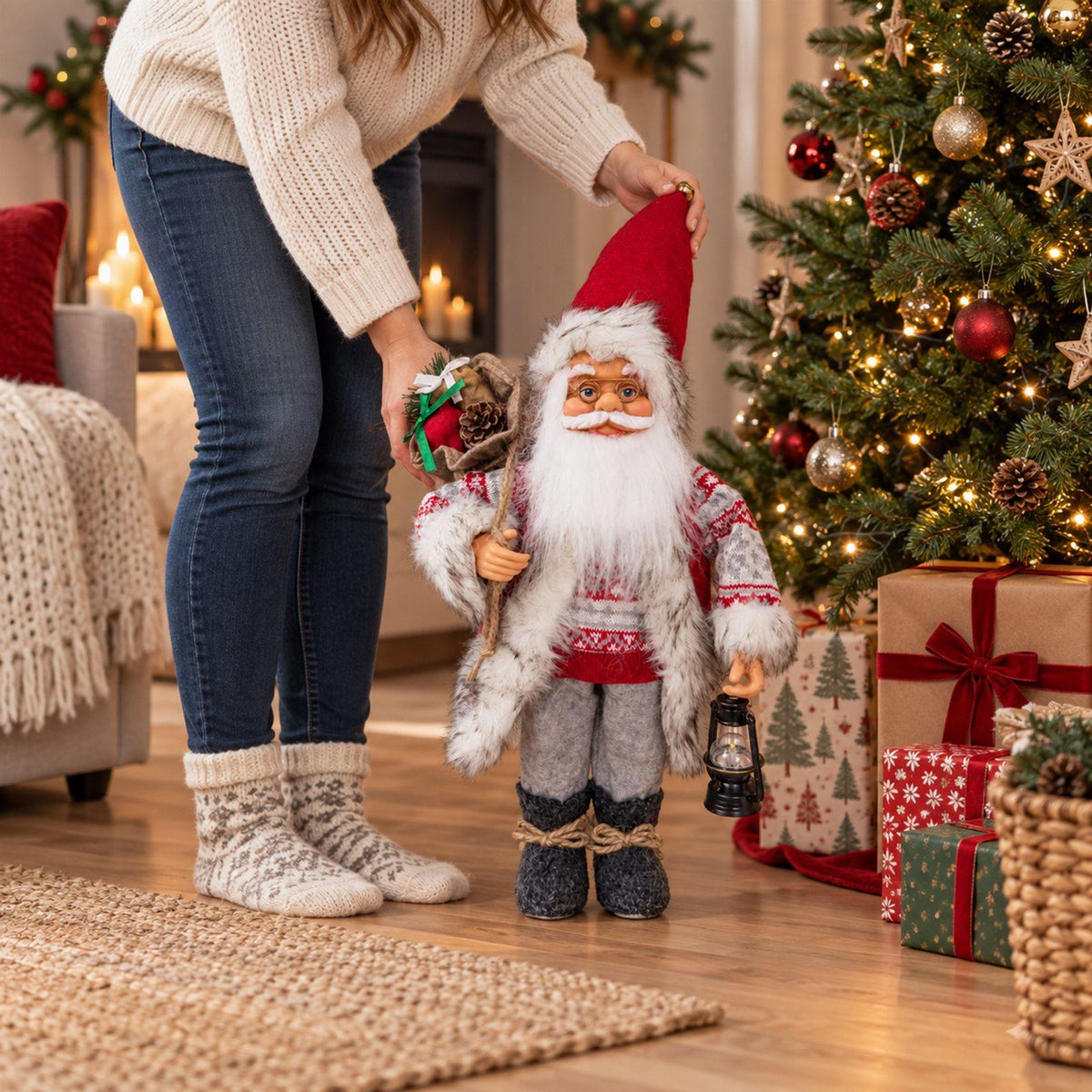 Premium Scandinavian Santa Claus Christmas Figurine 60 cm
