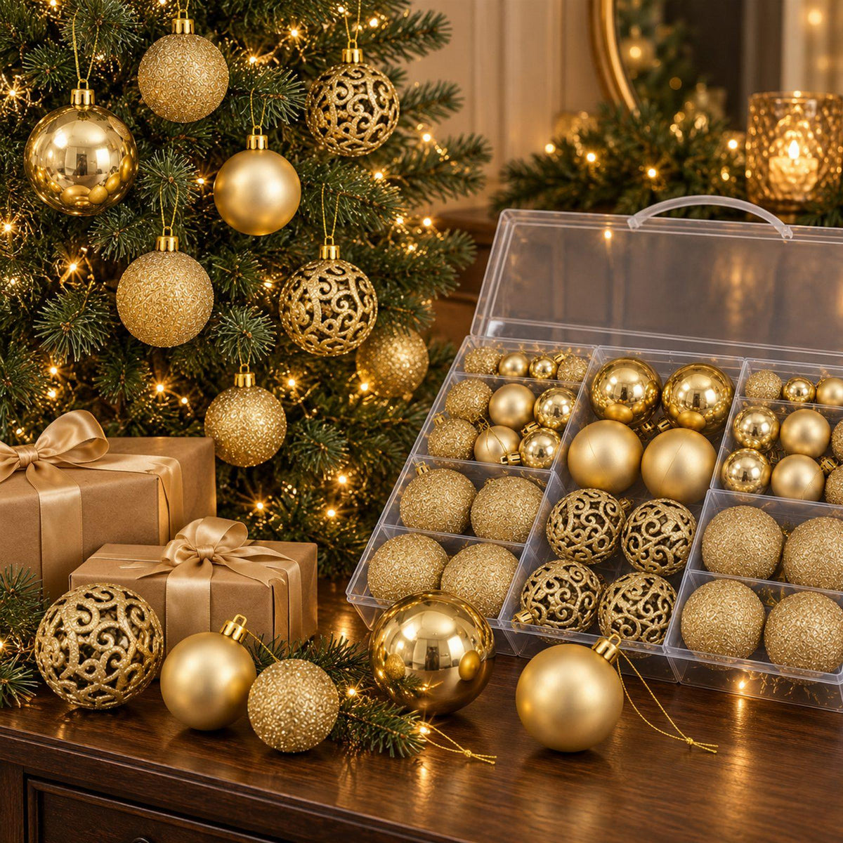 Shatterproof Decorative Christmas Baubles Set 100 pcs