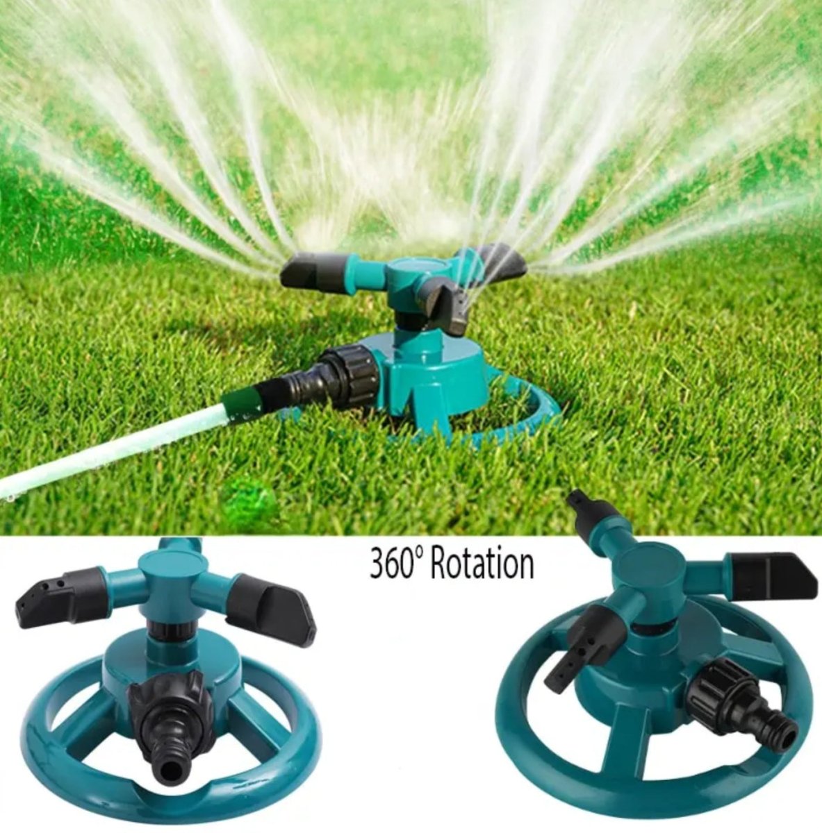 Green Rotating Ring Sprinkler with Flat Base 360°