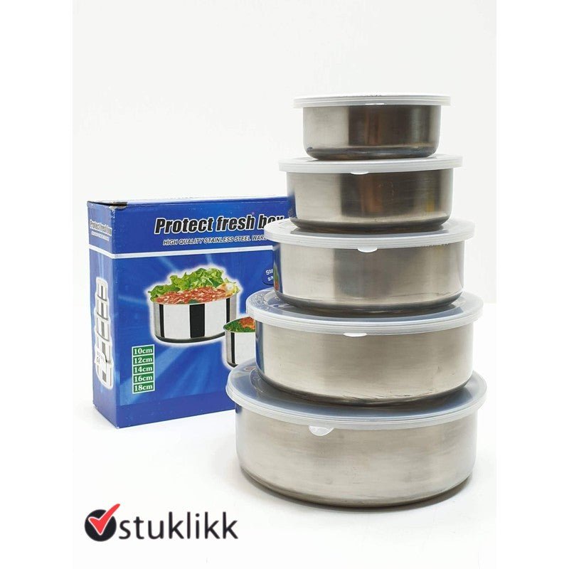 Stainless Steel Storage Containers Set of 5 Sizes (10-18 cm)