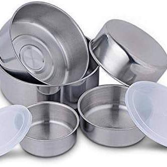 Stainless Steel Storage Containers Set of 5 Sizes (10-18 cm)