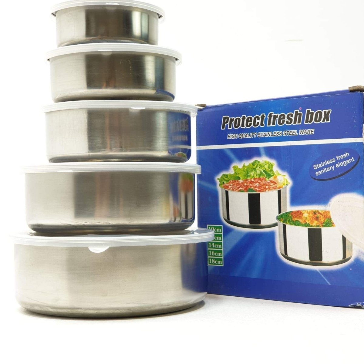Stainless Steel Storage Containers Set of 5 Sizes (10-18 cm)