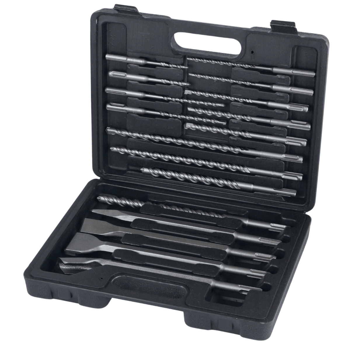 Black SDS Plus Drill and Chisel Set, 17 Pieces