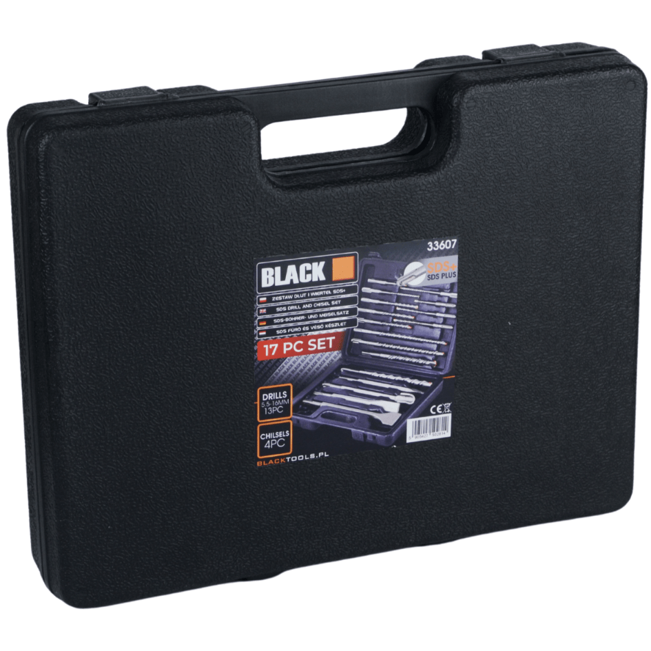 Black SDS Plus Drill and Chisel Set, 17 Pieces