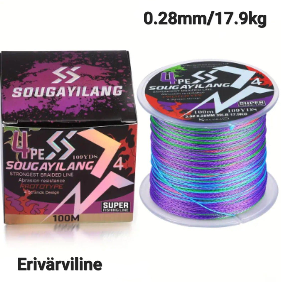 Sougayilang 4 kiuline PE punutud õngenöör 100m 0.28mm 17.9kg