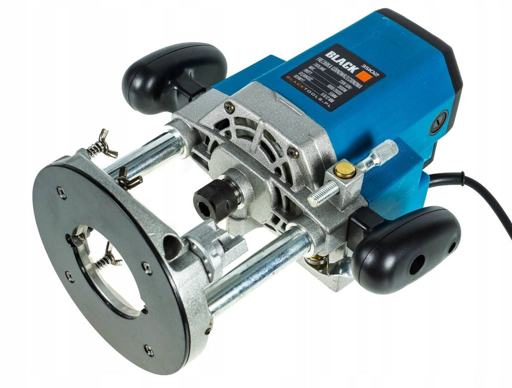 Black Plunge Router 3000W – 55mm Plunge, 9000–20000 RPM, 6/8/12mm Collets (230V)
