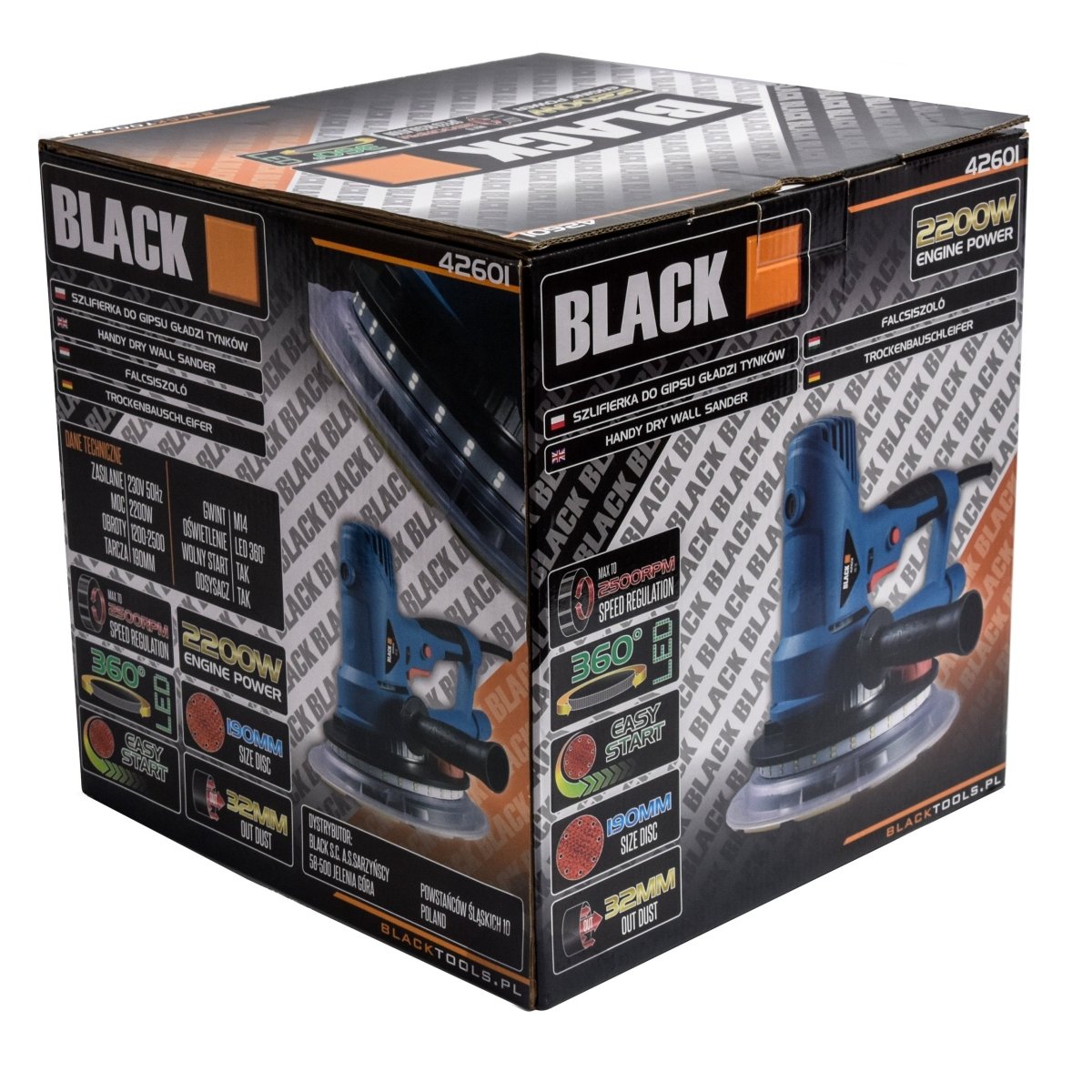 Black 2200W kipsplaadi ja krohvi lihvmasin 360° LED valgusega