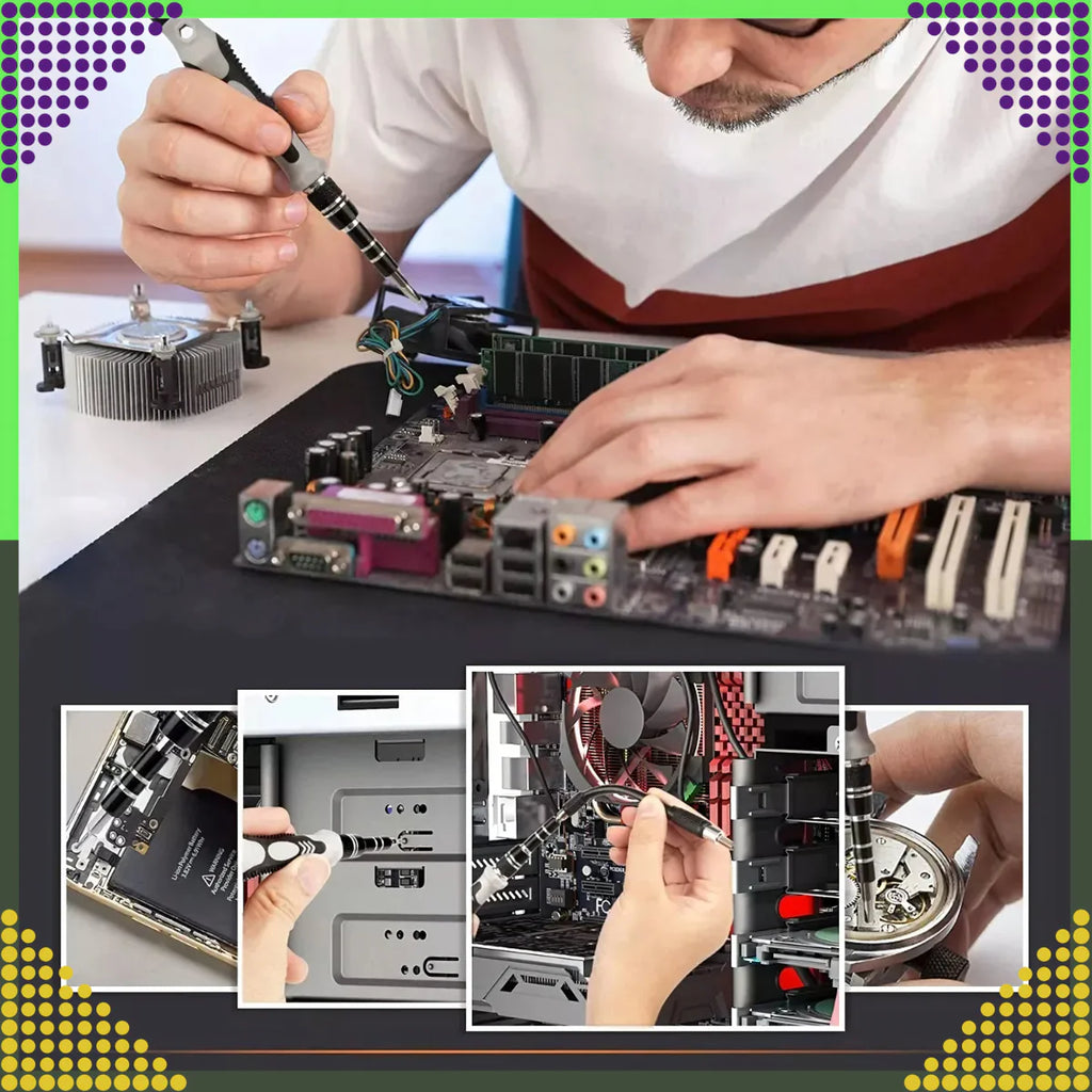 115-osaline täppiskruvikeerajate komplekt Torx-, PH-, PZ-, kuuskantotsikute ja tarvikutega