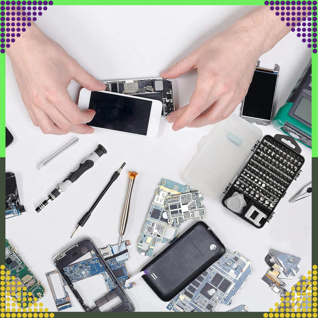 115-osaline täppiskruvikeerajate komplekt Torx-, PH-, PZ-, kuuskantotsikute ja tarvikutega