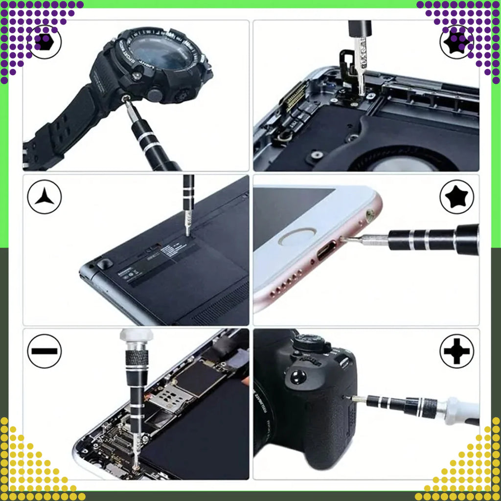 115-osaline täppiskruvikeerajate komplekt Torx-, PH-, PZ-, kuuskantotsikute ja tarvikutega