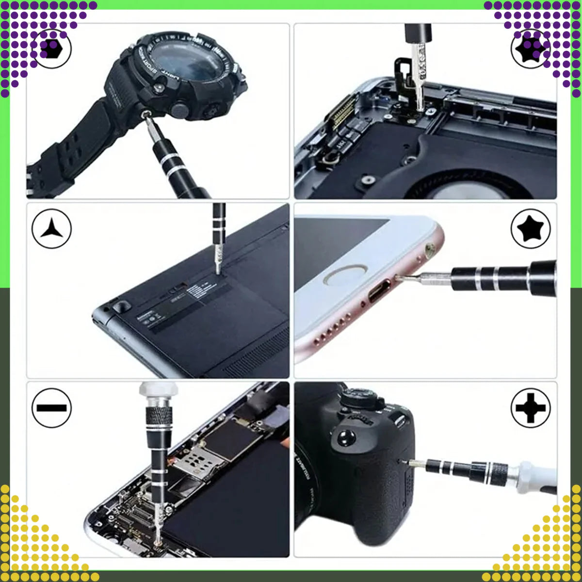 115-osaline täppiskruvikeerajate komplekt Torx-, PH-, PZ-, kuuskantotsikute ja tarvikutega