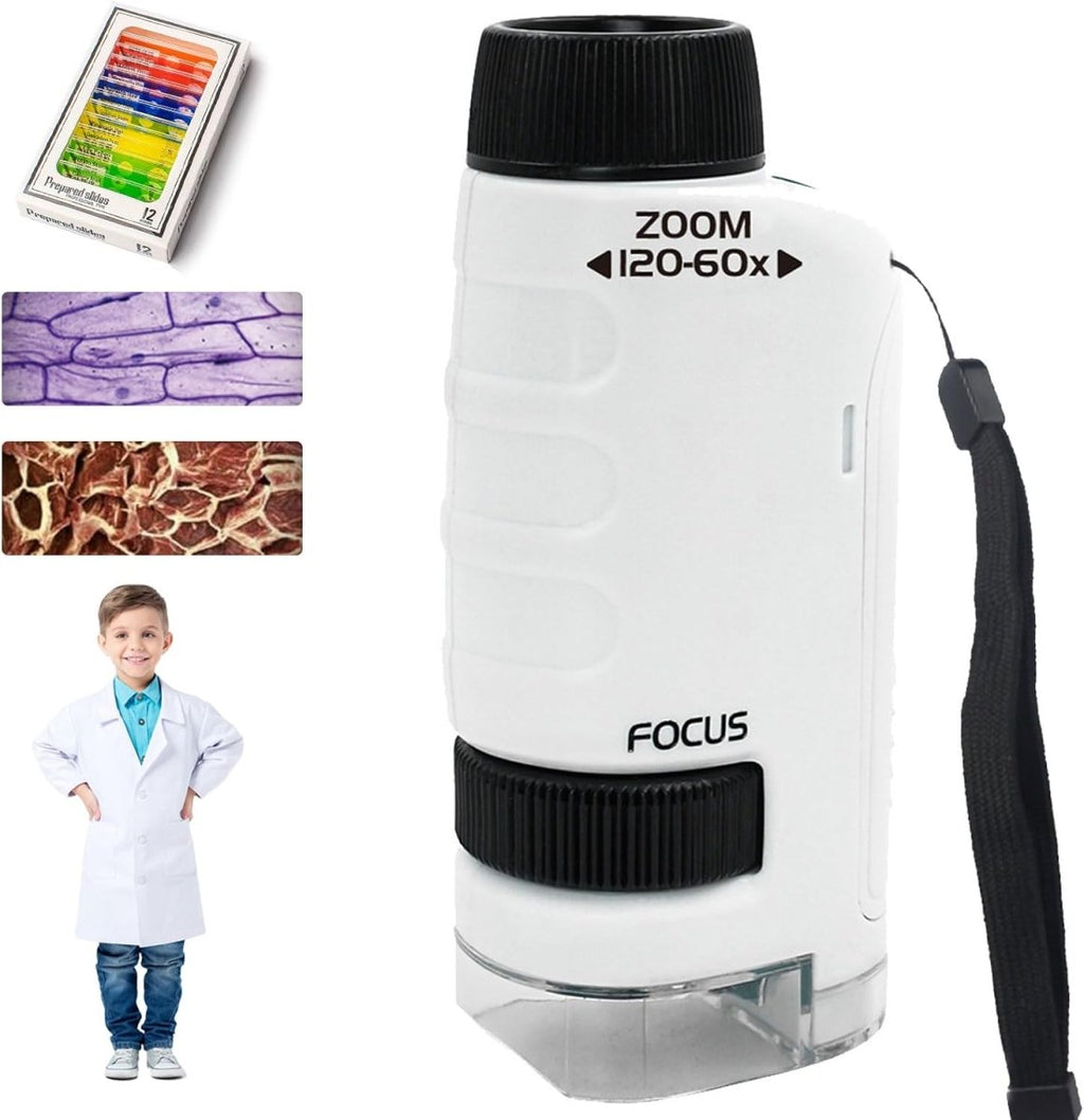 Taskumikroskoop 60×–120× LED-valgusega