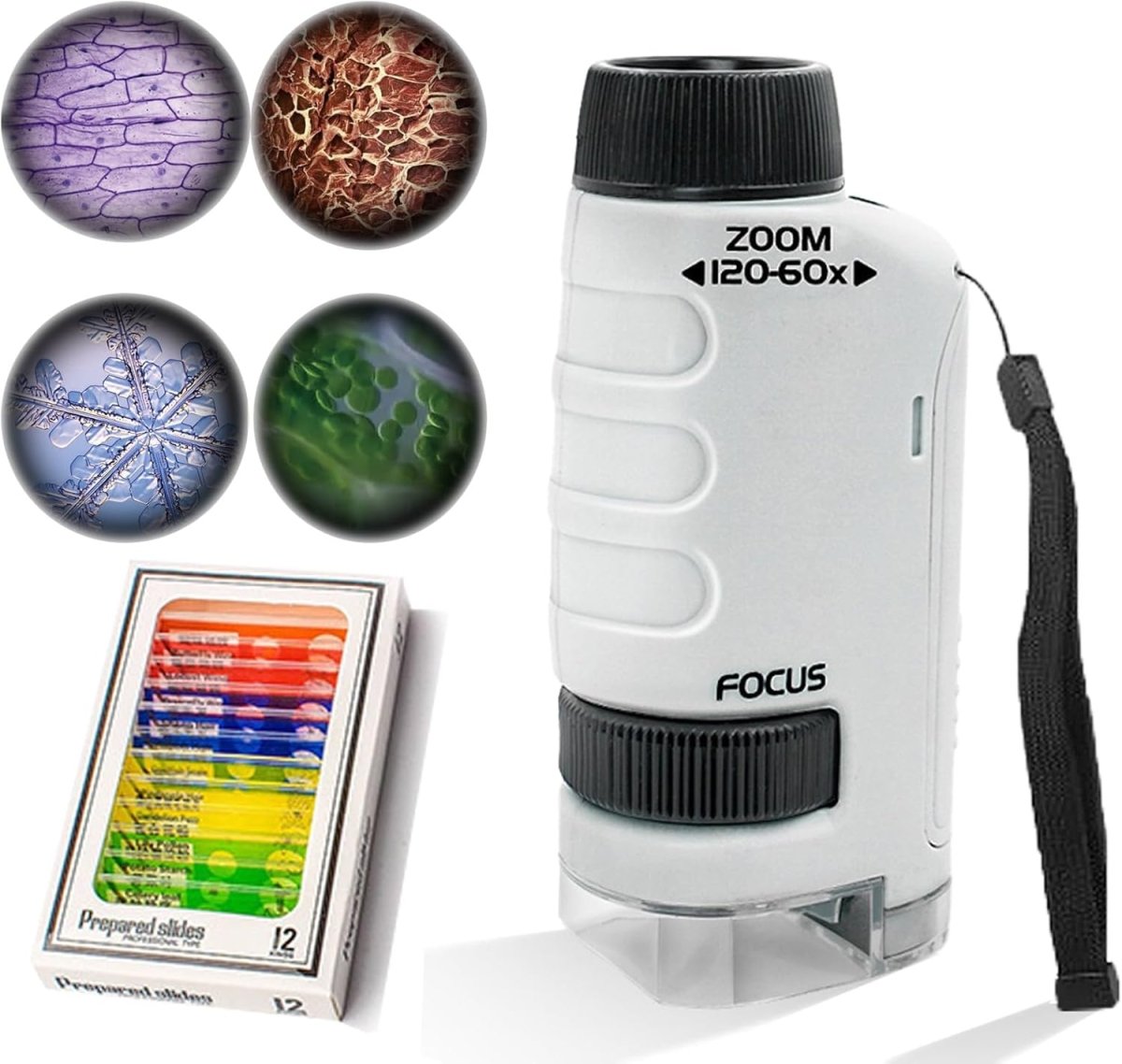 Taskumikroskoop 60×–120× LED-valgusega
