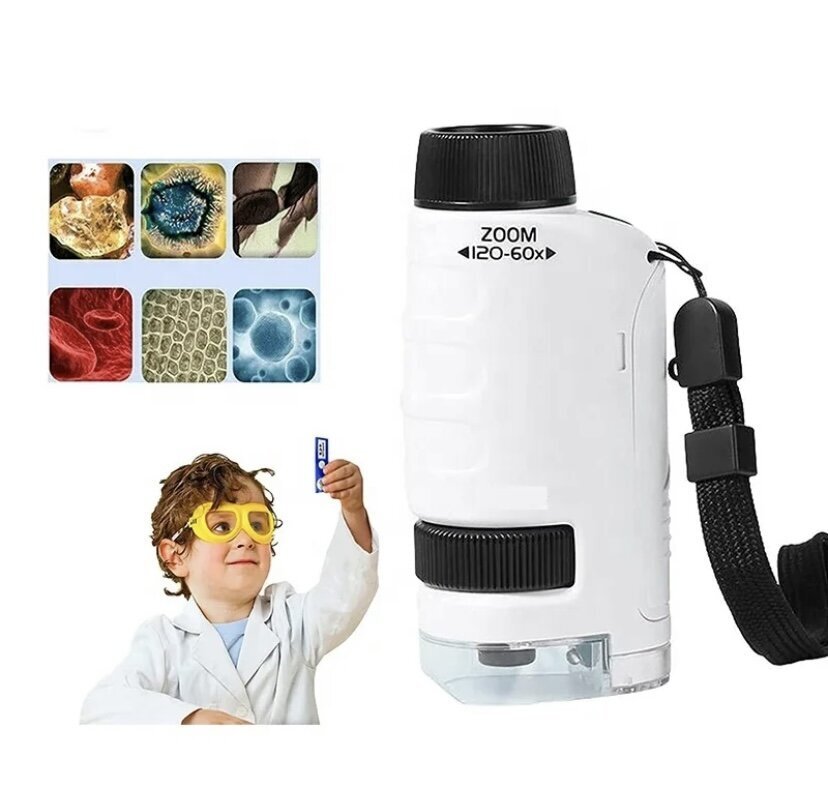 Taskumikroskoop 60×–120× LED-valgusega
